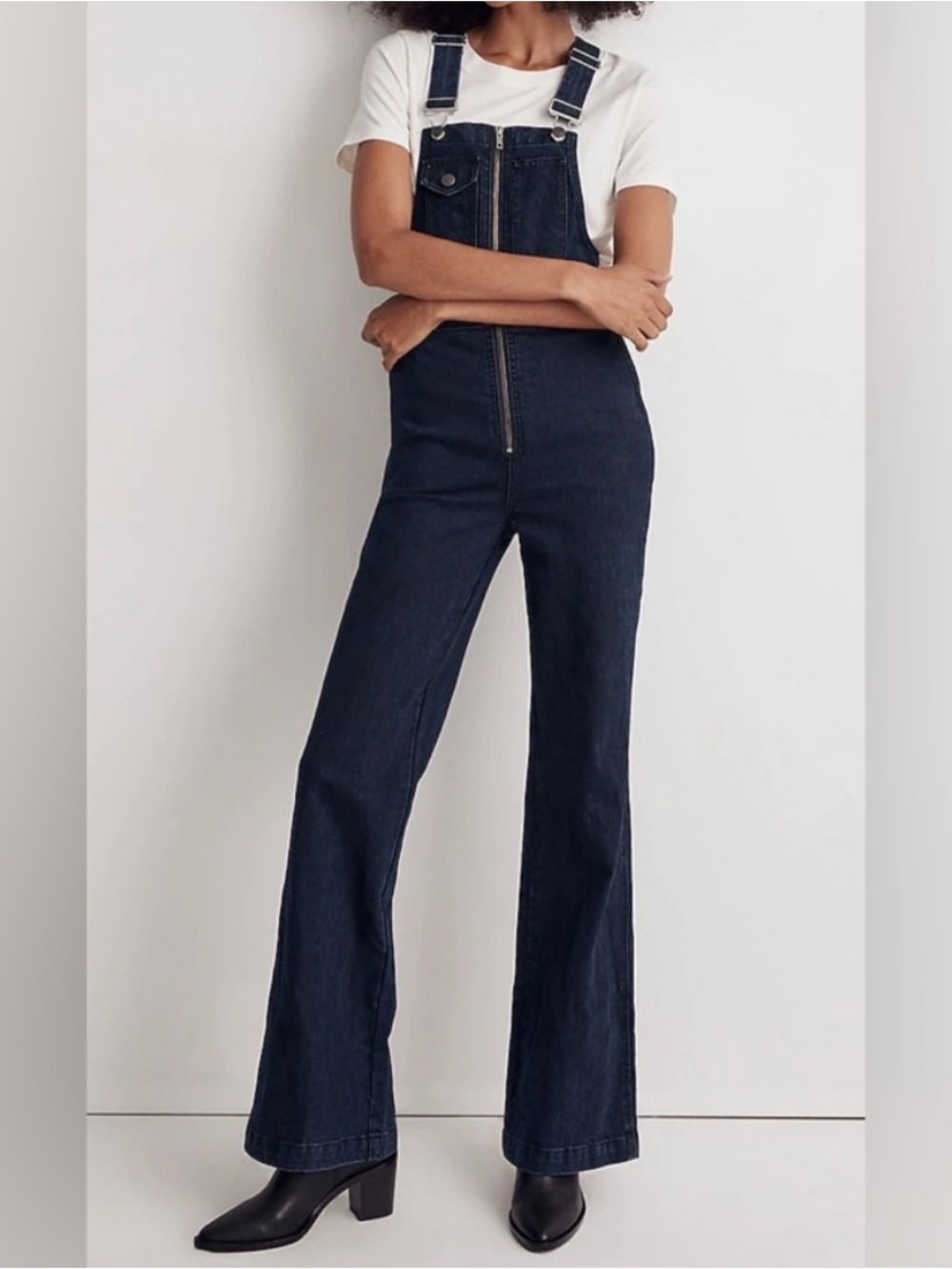 Madewell Dark Indigo Zip-Front Denim Overalls NI535